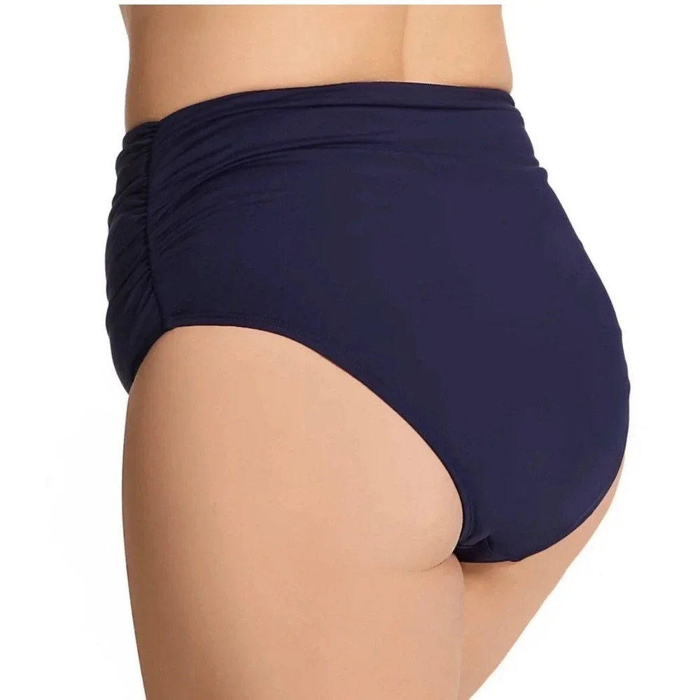 NWT Anne Cole Swim Bottom Womens Navy Convertible Ruched 18W $64